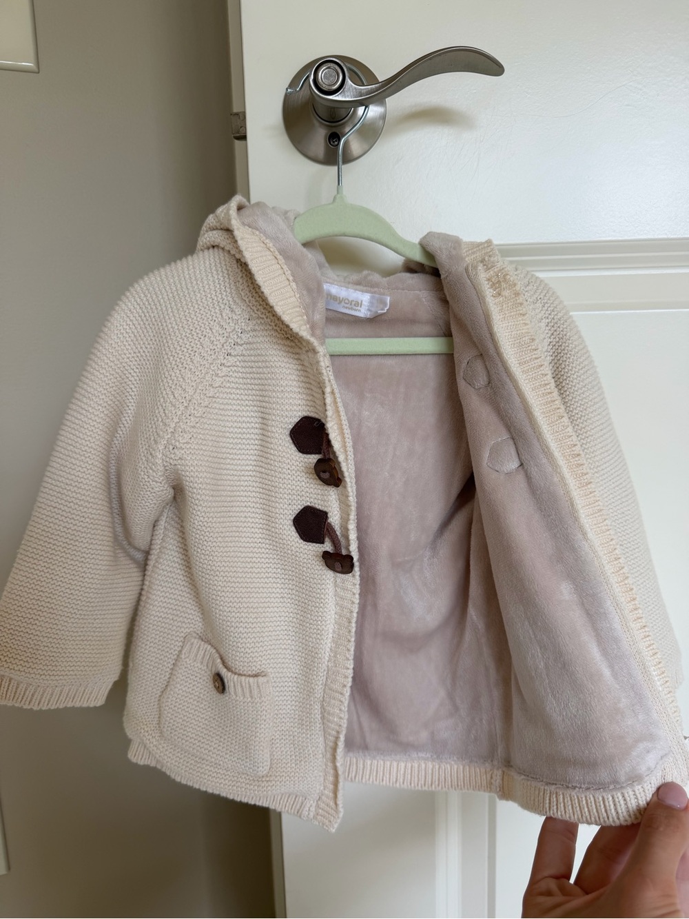 Mayoral Cream Knit Hooded Puffer Jacket for Kids